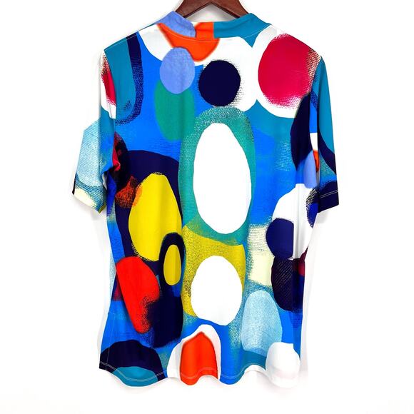 NEW NWOT Ali Miles Sz Large Stretchy Abstract Wearable Art to Wear Shirt Top - Picture 9 of 9